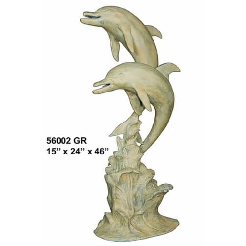 Bronze Jumping Dolphin Fountain Statue - AF 56002 GR