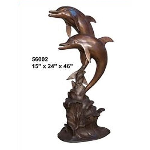 Bronze Jumping Dolphin Fountain Statue - AF 56002