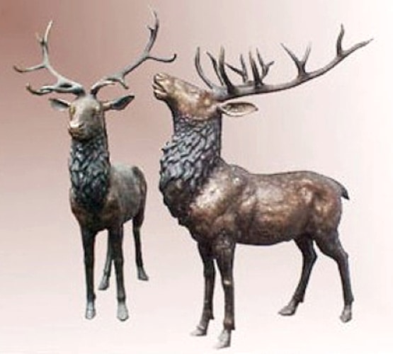 Bronze Life-Sized  Deer Statues - PA 1039 A&B