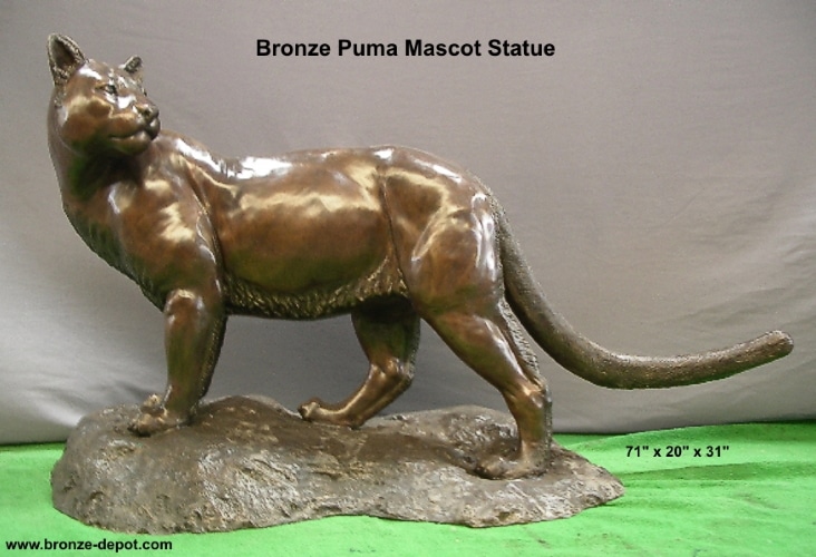 Bronze Puma on Rock Statue - PA 1169
