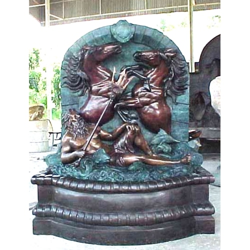 Poseidon & Bronze Horse Wall Fountain (Self Contained)