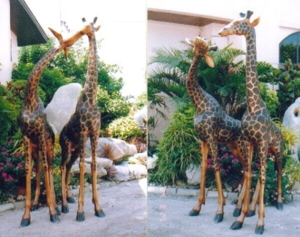 Bronze Male & Female Giraffe Statues
