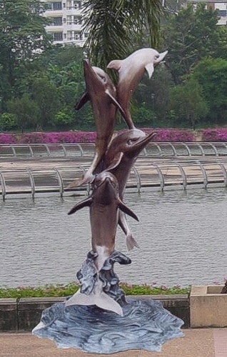 Bronze Jumping Dolphin Fountain Statue - BB 184-15