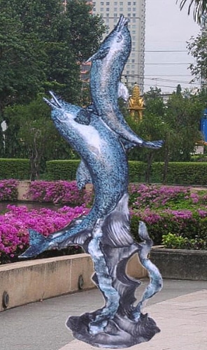 Bronze Jumping Dolphins Fountain - BB 303-12