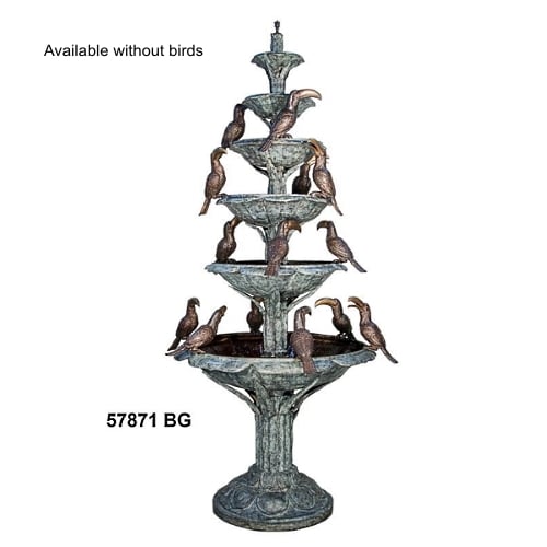 Bronze Six Tier Bird Fountains