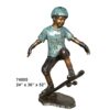 Bronze Boy Skate Bordering Statue