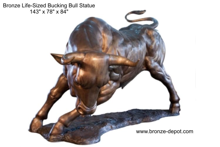 Bronze Life-Sized Bucking Bull Statue - AF 84116