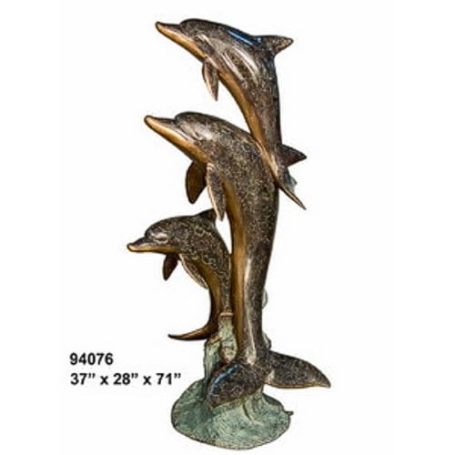 Bronze Jumping Dolphin Fountain Statue - AF 94076