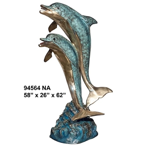 Bronze Jumping Dolphin Fountain Statue - AF 94564NA