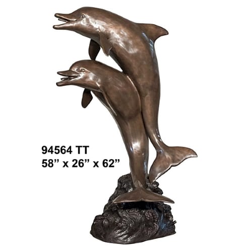 Bronze Jumping Dolphin Fountain Statue - AF 94564
