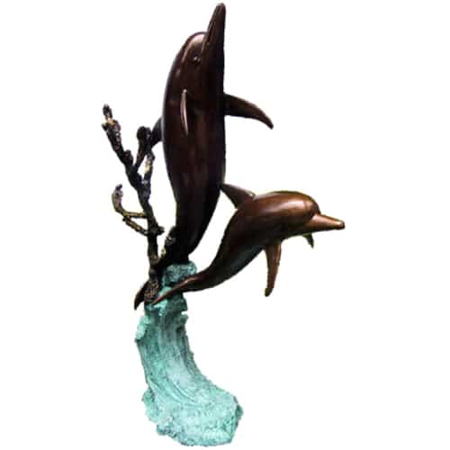 Bronze Jumping Dolphin Fountain Statue - DD A-117