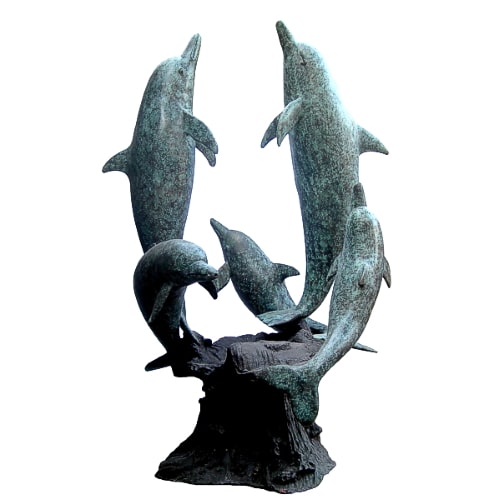 Bronze Jumping Dolphins Fountain - DD A-209