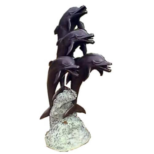 Bronze Jumping Dolphin Fountain Statue - DK 0202