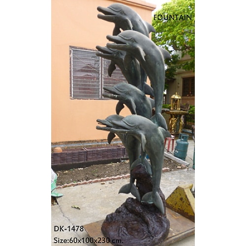 Bronze Jumping Dolphin Fountain Statue - DK 1748