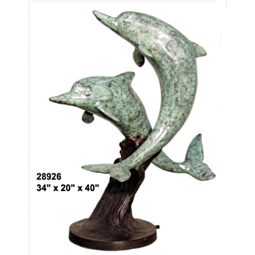 Bronze Jumping Dolphin Fountain Statue - AF 28926