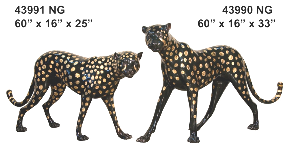Bronze Cheetah Statues - AF 43990-91 BK