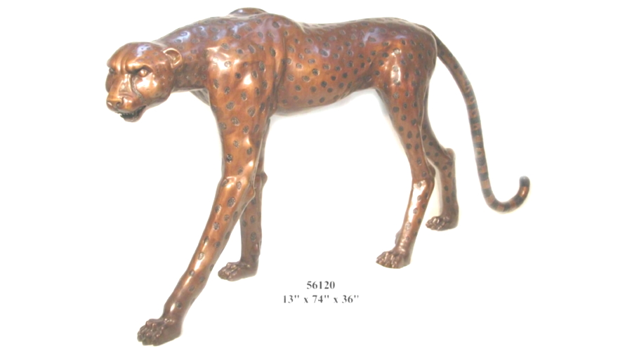 Bronze Cheetah Statue - AF 56120