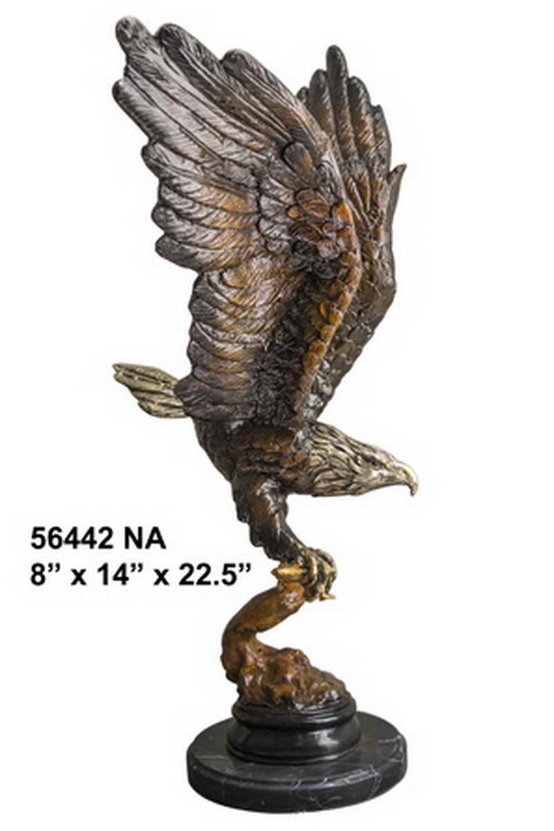 Bronze Eagle Landing on Branch Statue - AF 56442NA