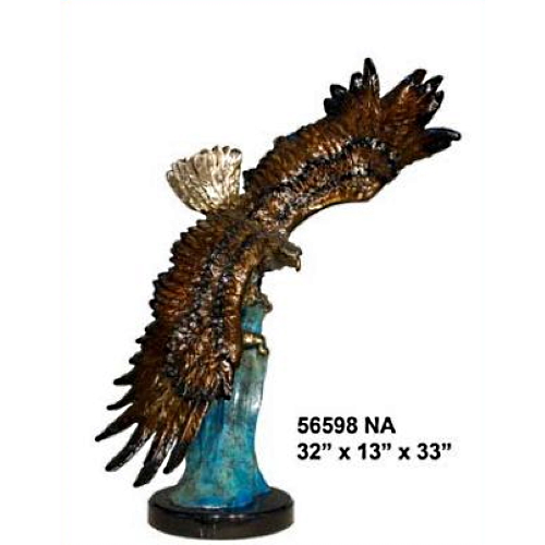 Bronze Soaring Eagle Statue on Marble Base - AF 56598NA