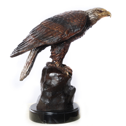 Perched Bronze Eagle Statue - AF 56600