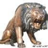 Growling Bronze Lion Statues