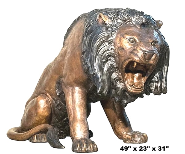 Bronze Growling Lion Statue