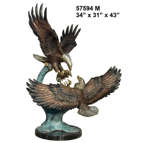 Bronze Dueling Eagles Statue