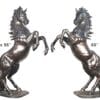 Pair Bronze Rearing Horse Statues R&L