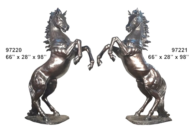 Pair Bronze Horse Rearing Statues - AF 97220 LR