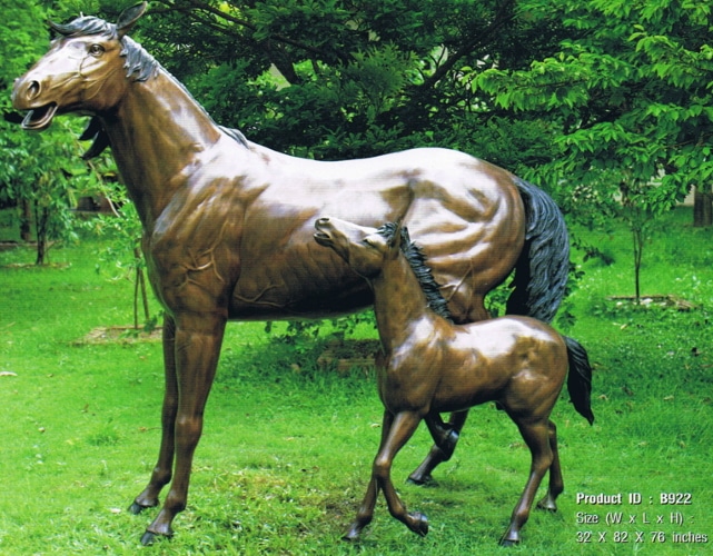 Bronze Mare & Foal Statues - PA B-922