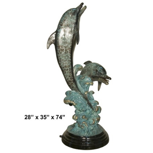Bronze Jumping Dolphin Fountain Statue - AF 56001