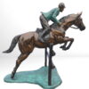 Jumping Horse & Rider Bronze Statue