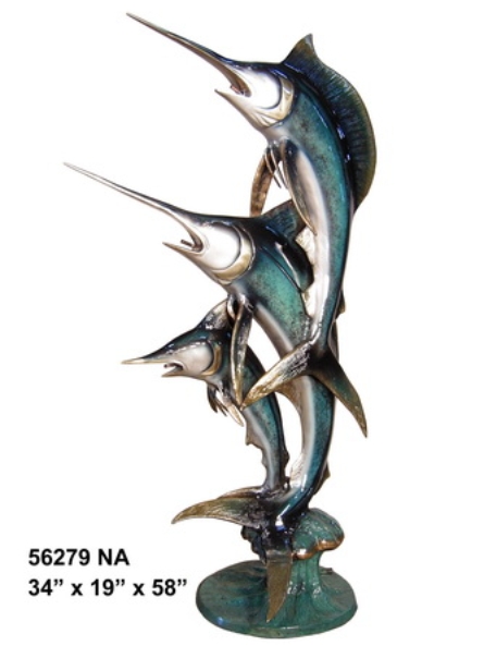 Bronze Leaping Sailfish Statue - AF 56279NA S