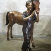 Bronze Girl Watering Pony Statue