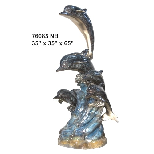 Bronze Jumping Dolphin Fountain Statue - AF 76085NB