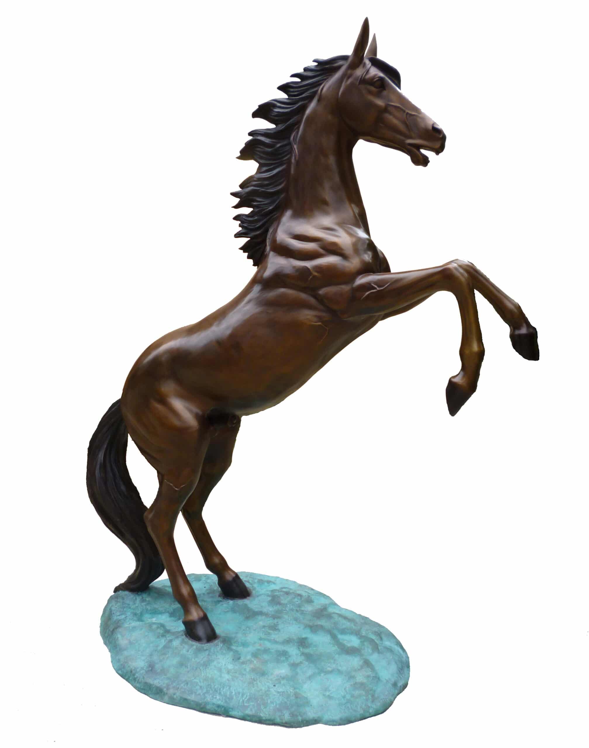 Large Bronze Rearing Horse Statue - DK 2392