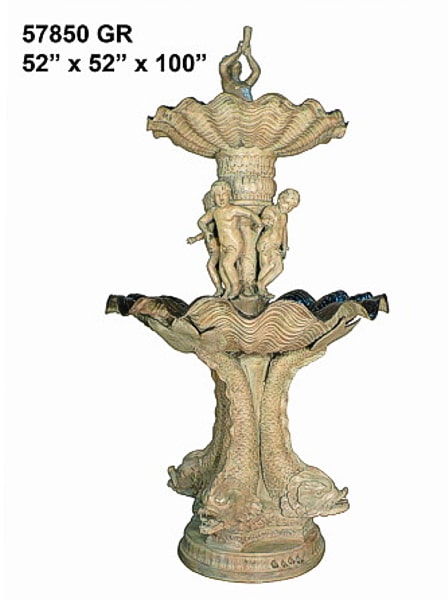 Bronze Dragon Scalloped Tiered Fountain - AF 57850 GR