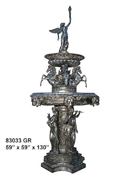 Bronze Four Seasons Ladies Horse Fountain - AF 83033GR