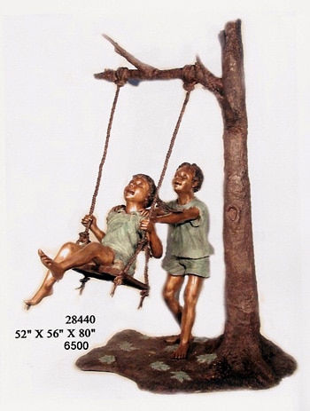 Bronze Boy & Girl Swing Statue - AF 28440