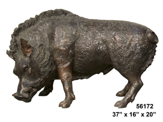 Bronze Wild Boar (Razorback) Statue - AF 56172