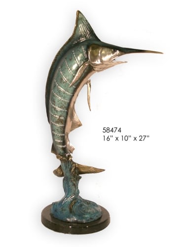 Bronze Leaping Swordfish Statue - AF 58474 NA