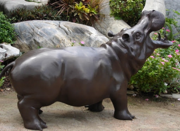 Bronze Hippopotamus Fountain Statue - KT PL-044
