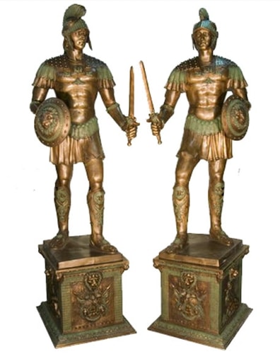 Bronze Spartan Warrior Statues - AF 52748-49 Ped