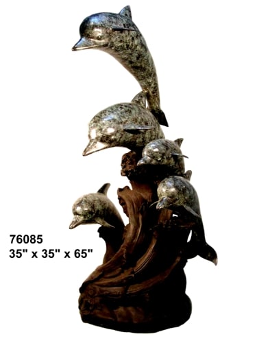 Bronze Jumping Dolphin Fountain Statue - AF 76085