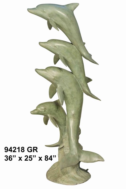 Bronze Jumping Dolphin Fountain Statue - AF 94218
