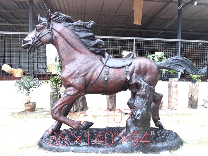 Bronze Running Saddled & Tack Horse Statue - DD A-144-S