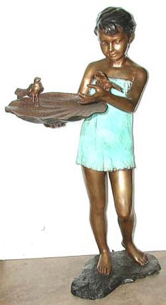 Girl Holding Bird Bronze Fountain - ASI TF4-230