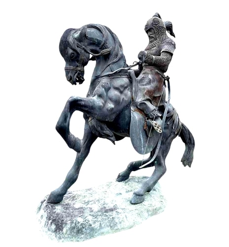 Bronze Tartar Warrior on Horse Statue - ASI XB-106