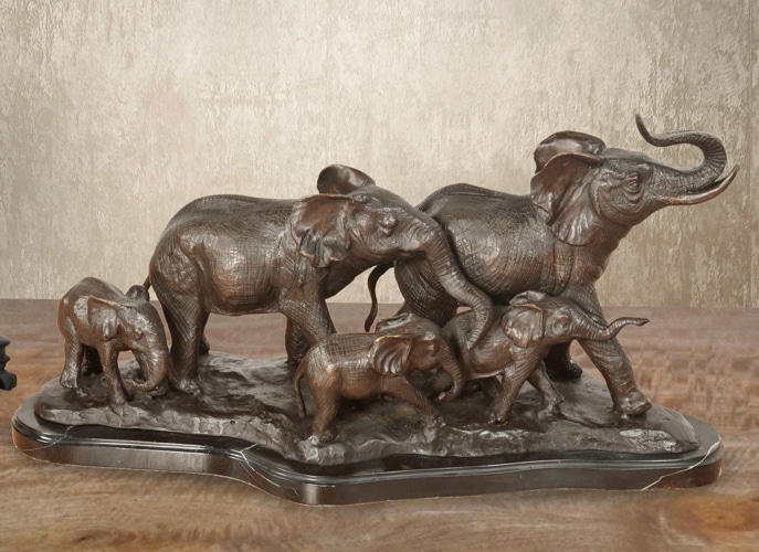 Bronze Elephant Tabletop Statue - AF 28911 B