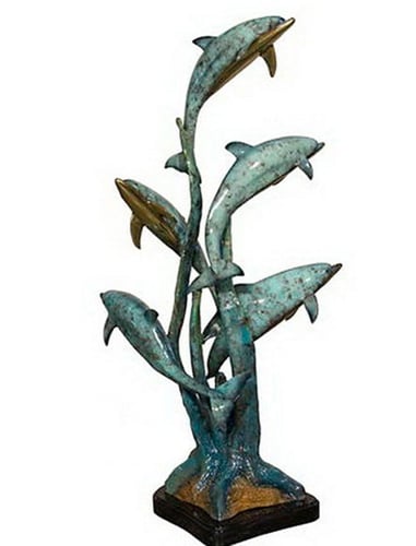 Bronze Jumping Dolphin Statue - AF56552NA